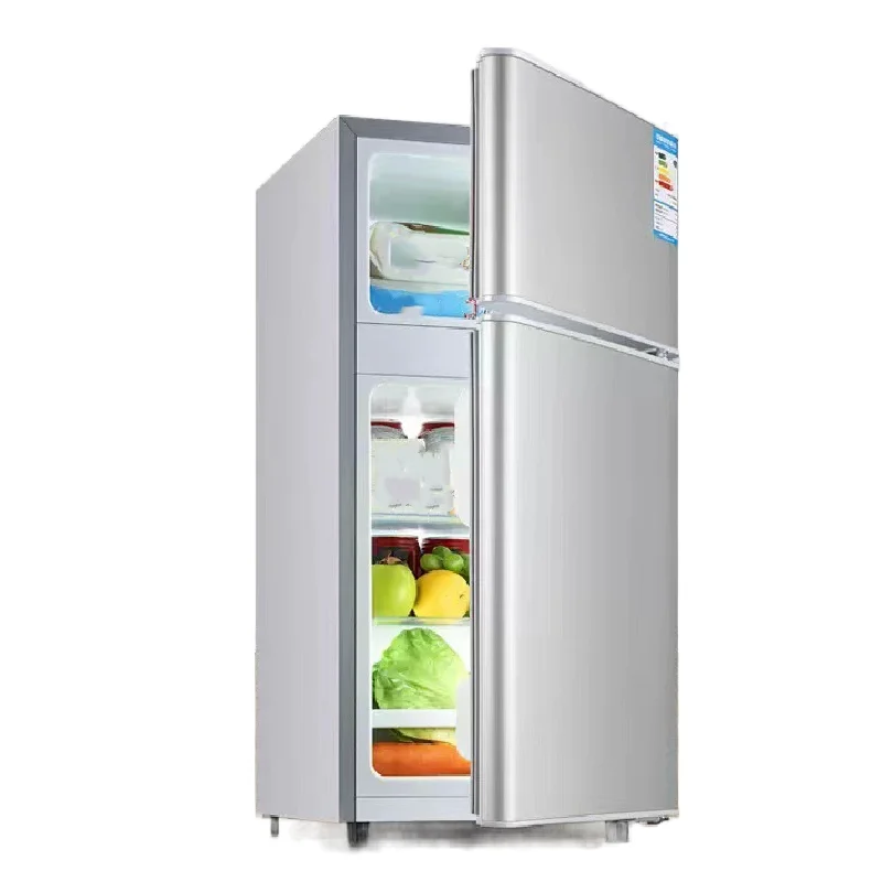 Domestic Double Door Fridge Stainless Steel Compact Design with Top and Bottom Freezers