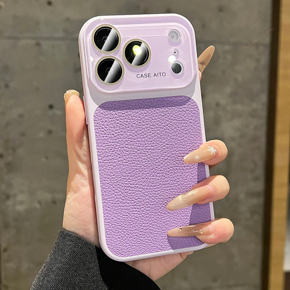 Leather Phone Case with Big Window & Shockproof Camera Protector Cover