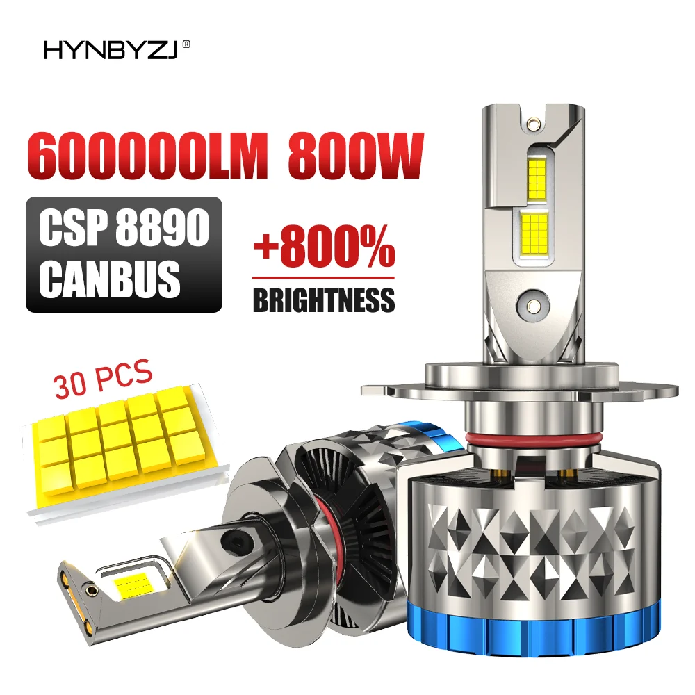 

HYNBYZJ H7 LED Headlights 800W 600000LM H11 LED H4 H8 H9 9005 9006 HB3 HB4 9012 HIR2 Auto Bulbs Headlamp 6000K H1 Led Car Lights