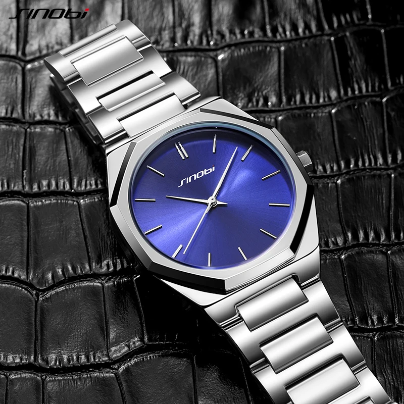SINOBI Originate Luxury Watch Business Waterproof Male Clock Luminous Date Stainless Steel Square Quartz Men Watch reloj hombre