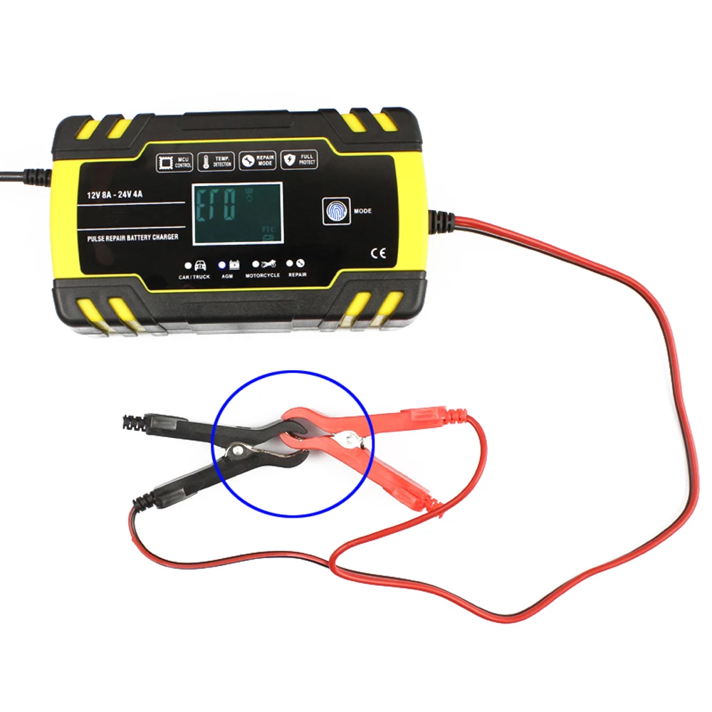 

12V 24V AGM GEL WET Lead Acid Battery Charger Pulse Repairing Charger with LCD Display Motorcycle & Car Battery Charger