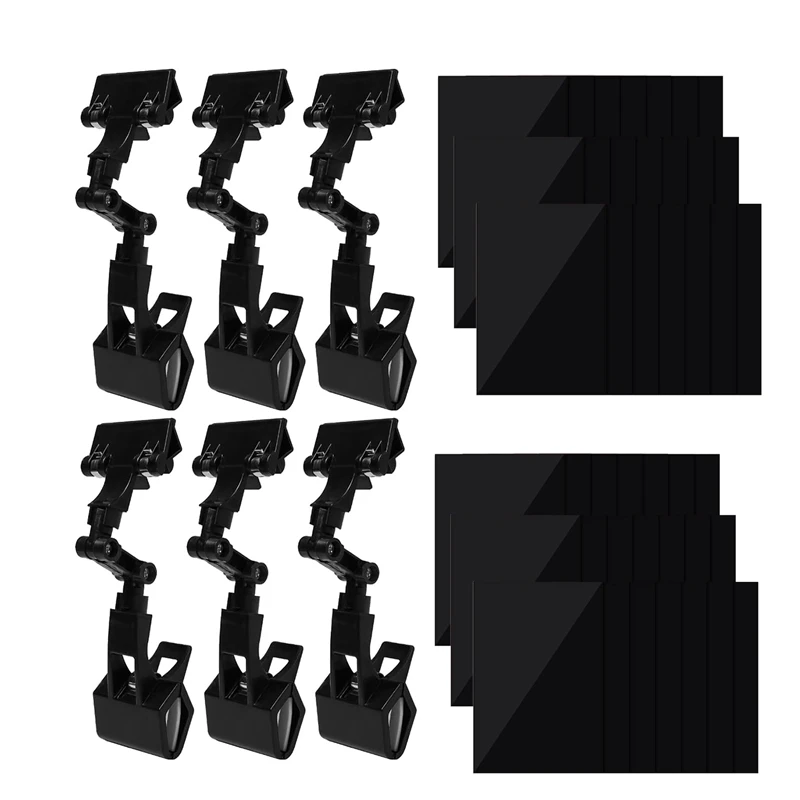 

6Piece Adjustable Clip On Sign Holder Rotating Sign Clip Double Head Store Sign Holder Clips Adjustable Sign Holders Black