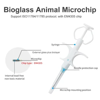 2.12x10mm 100Packs Pet EM4305 Microchip 134.2KHz FDX-B Animal ID Chip Animal Microchip Syringe International Standard 4