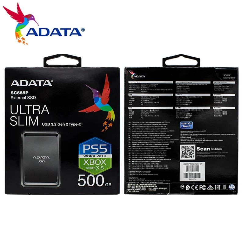 Adata-unidade de Estado Sólido Externo Ssd Disco Rígido para Computador Ps5 Ultra Slim Usb 3.2 Gen Tipo-c 250gb 500gb - Imagem 6