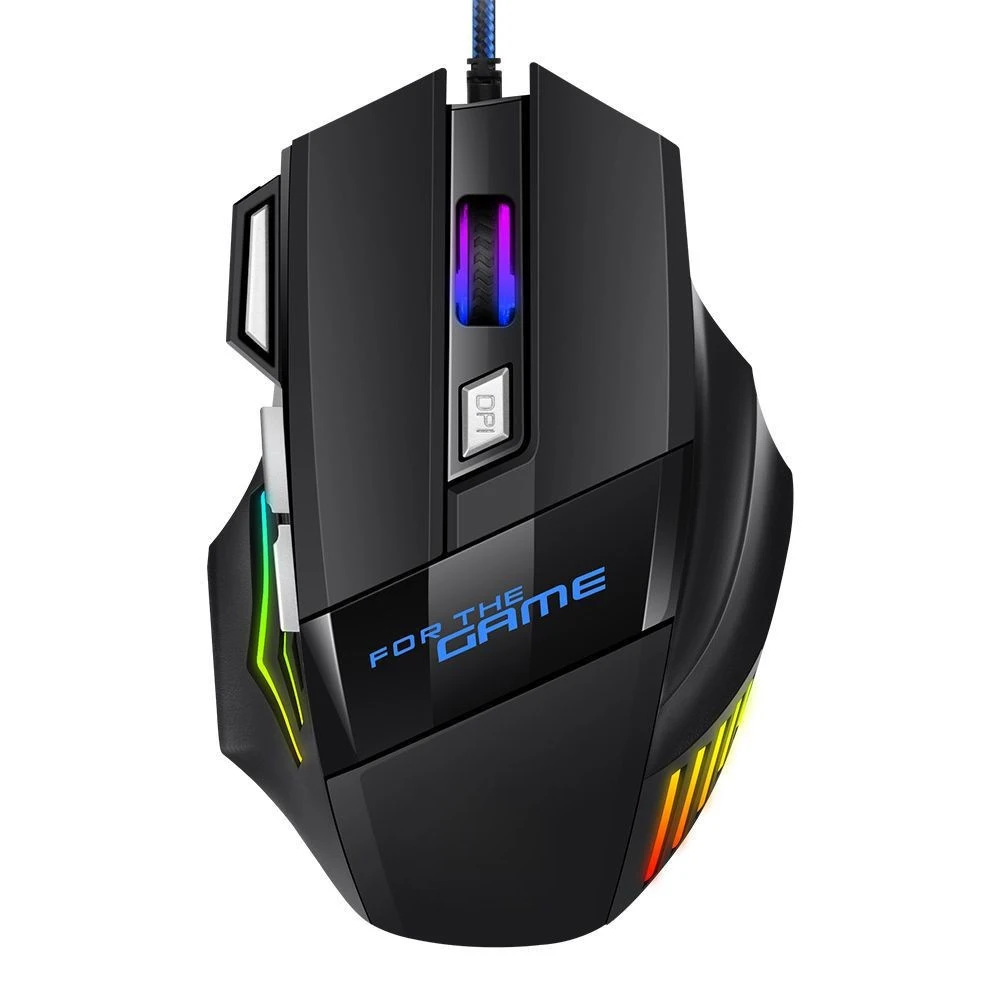 1 PC 새로운 초고속 USB 게임용 마우스 RGB 백라이트 인체공학적 게임 마우스 7D Esports 노트북 PC 게이머용 유선 마우스