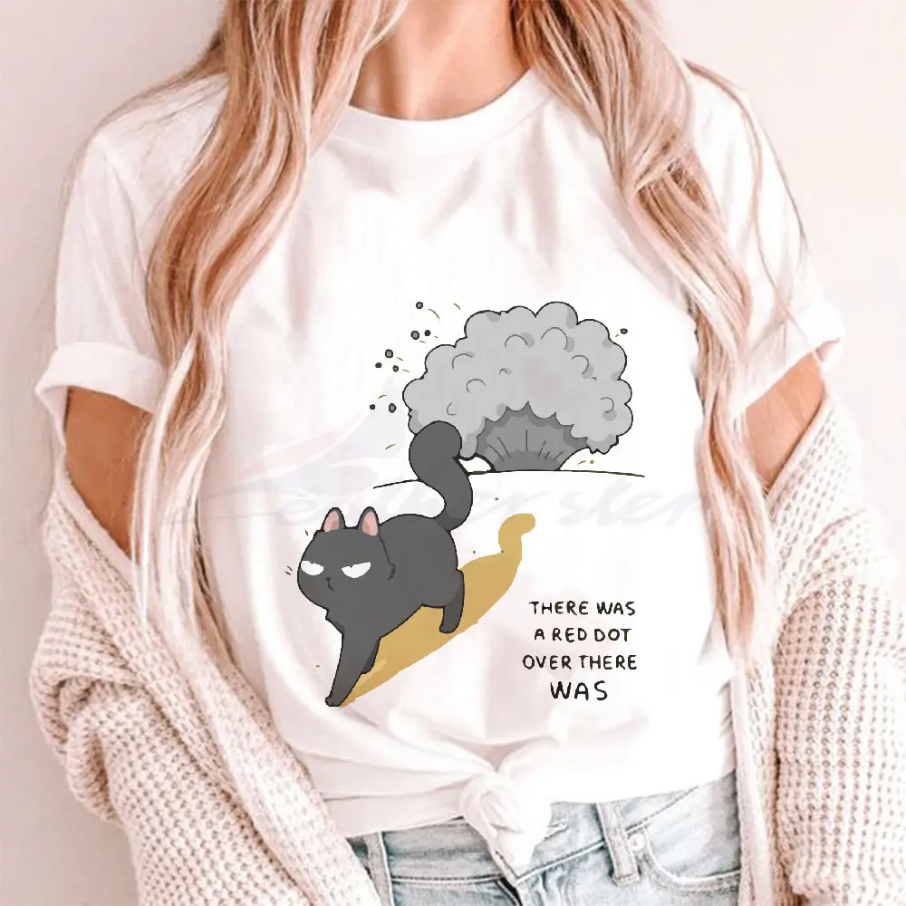

Feather Step T Shirt Plus Size Women Short Sleeve 3D Cartoon Cat Printed O-Neck Tops Female T-shirt Kawaii Clothing Tee