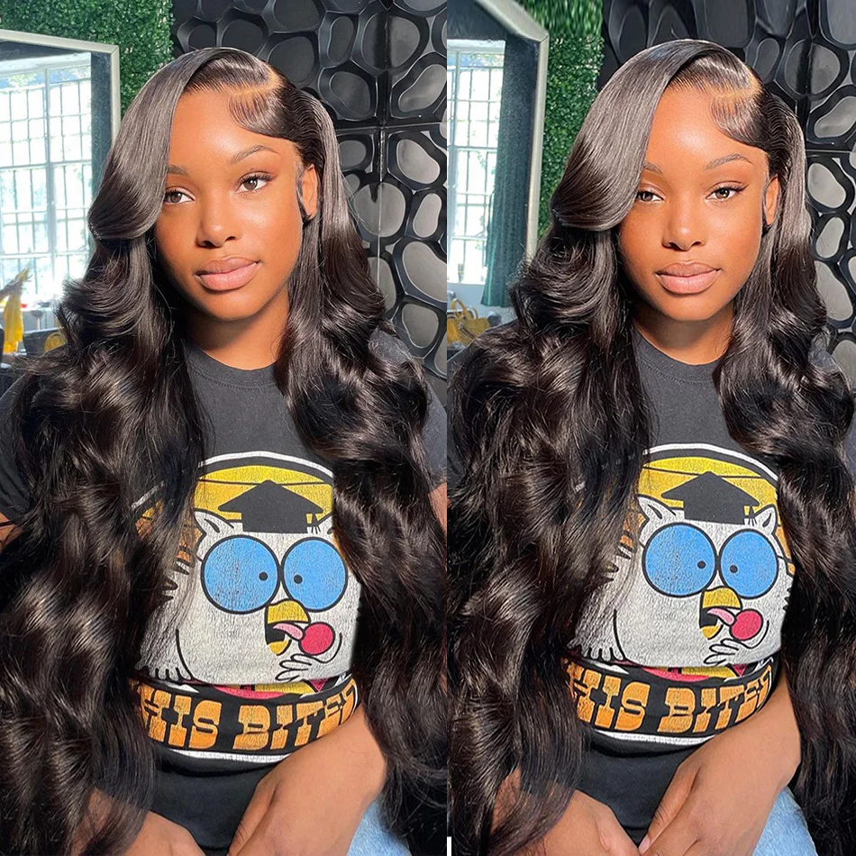 Perruque Lace Front Wig Body Wave sans colle naturelle, cheveux humains, pre-plucked, HD, 13x4, 13x6, 40 pouces, pour femmes africaines