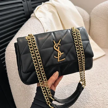 New Rhombic Chain Female Bag Versatile One-shoulder Small Square Bag Crossbody For Women High-end Grid Texture Chain Bag 1