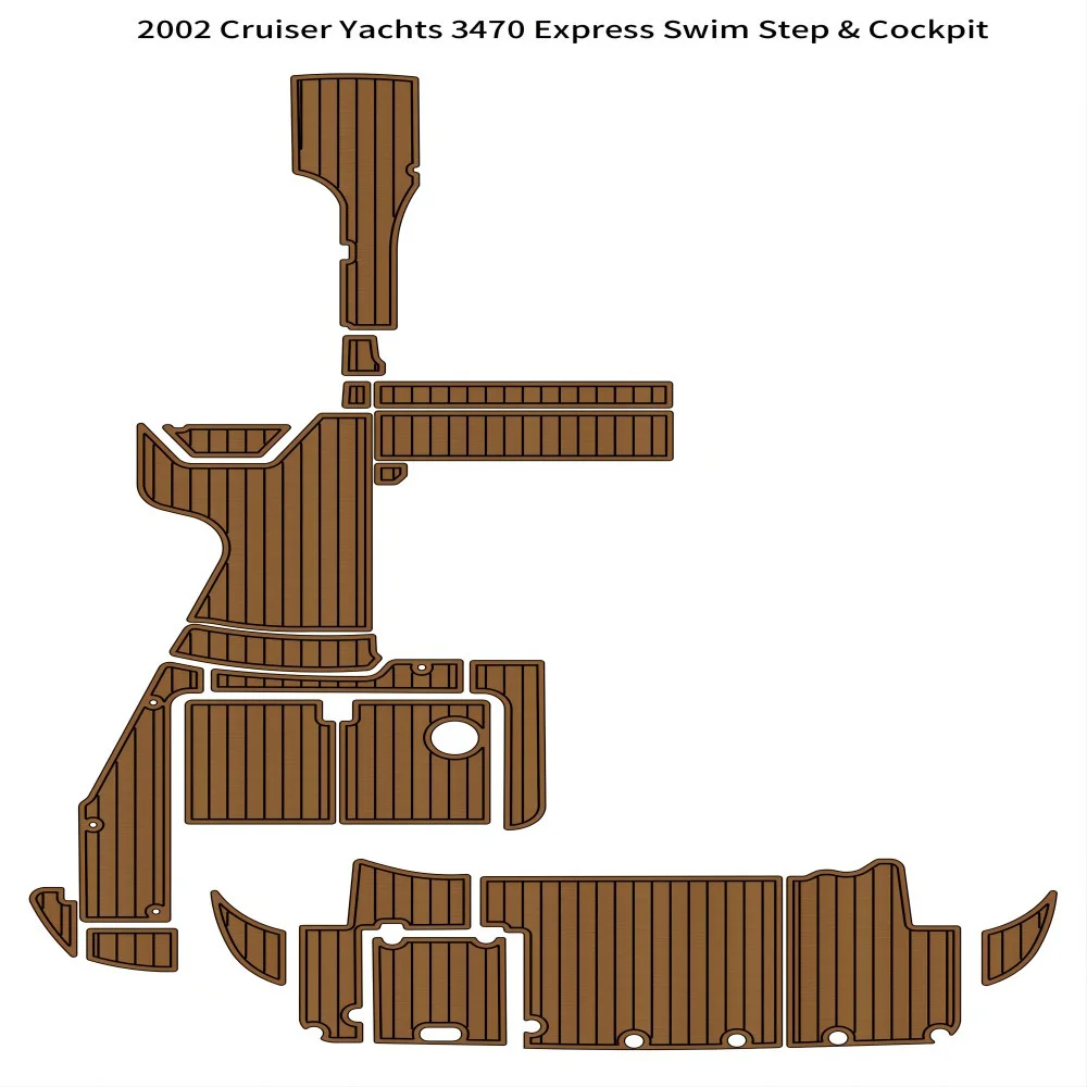 Quality 2002 Cruiser Yachts 3470 Express Swim Platform Cockpit Pad Boat EVA Teak Floor