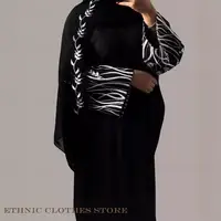Femmes musulmanes Robe élégante noir broderie Abaya longue Robe dubaï luxe Eid Ramdan Robe de prière Kebaya caftan robes marocaines 3
