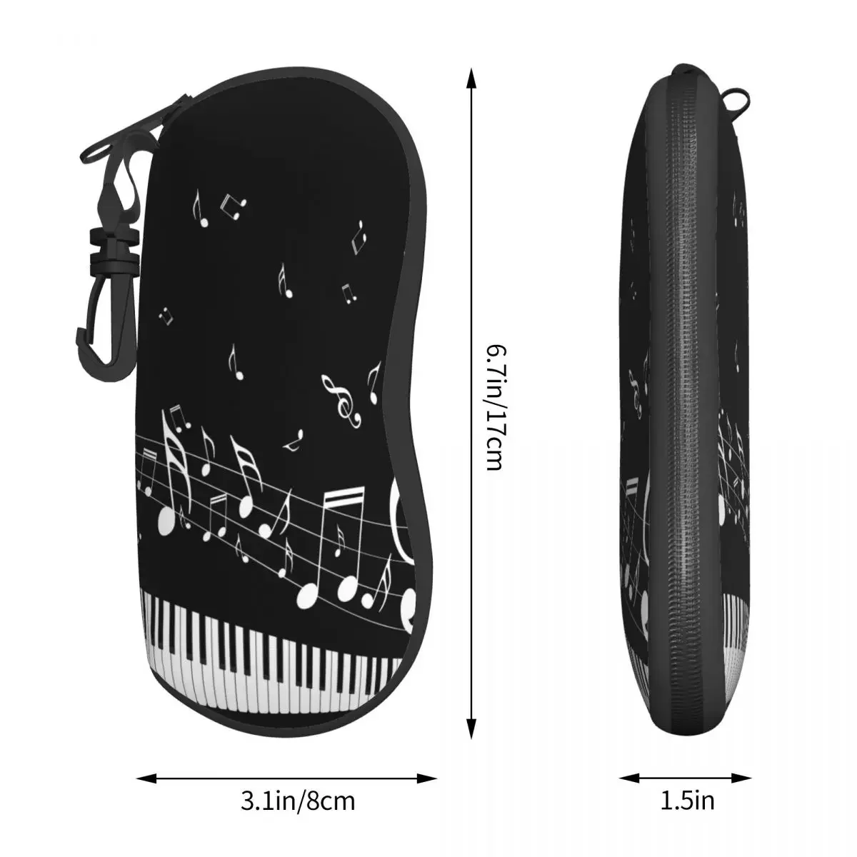 Eyewear Case Sunglasses Soft Case Abstract Piano Keys Musical Notes Glasses Box Zipper Eyeglass Protector
