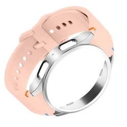 Silicone Band with Protective Bumper Case & Strap - Watch 6 Classic 47mm (Pink silver)