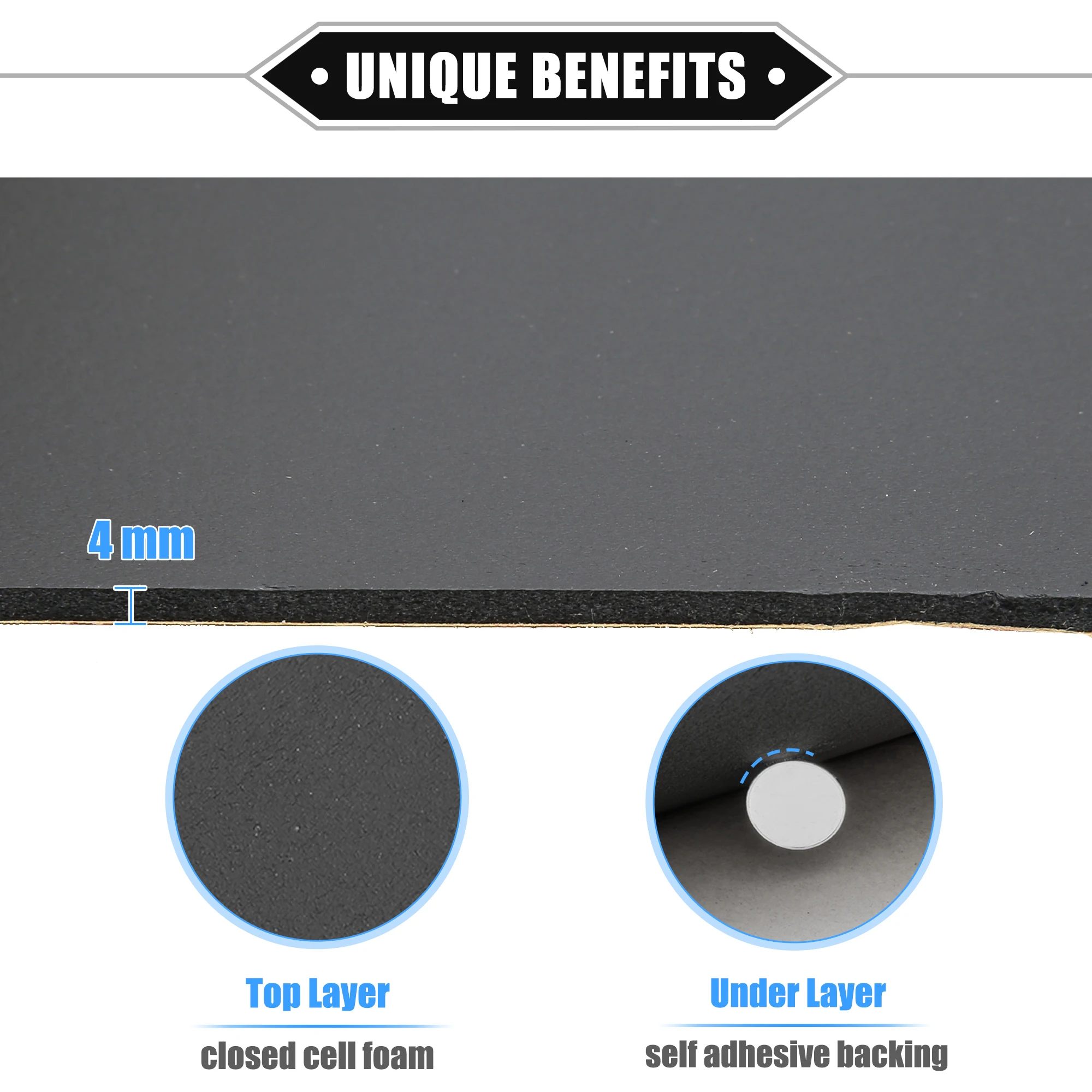Sound Insulation Mat UXCELL 420x40cm 4mm 18sqft Heat Insulation Pad Universal For Car Door Floor Damping Self Adhesive Foam 1Roll