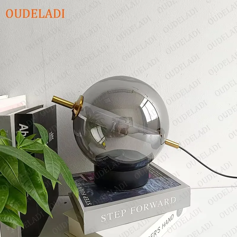 OUDELADI 고급 유리 테이블 램프 북유럽 스타일 홈 데코 유리 조명 거실 플로어 기둥 램프 침실 침대 옆 LED 데스크 램프