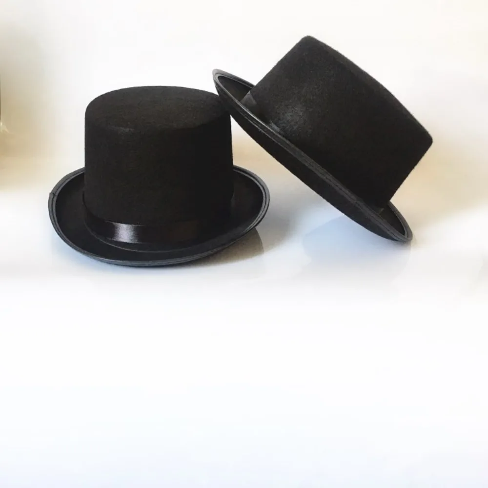 Fabric Black Top Hat Deluxe Elegant Costume Accessory Gentleman Cap Dark Collapsible Magician Hat Party