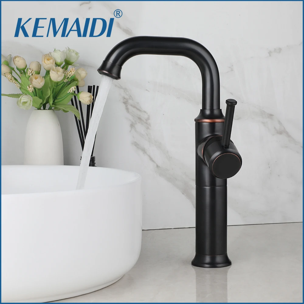 KEMAIDI ORB Black Bathroom Faucet Tap Multifunctional Bathroom Basin Sink Faucets Mixer w/360 Degree Swivel Spout Deck Mounted