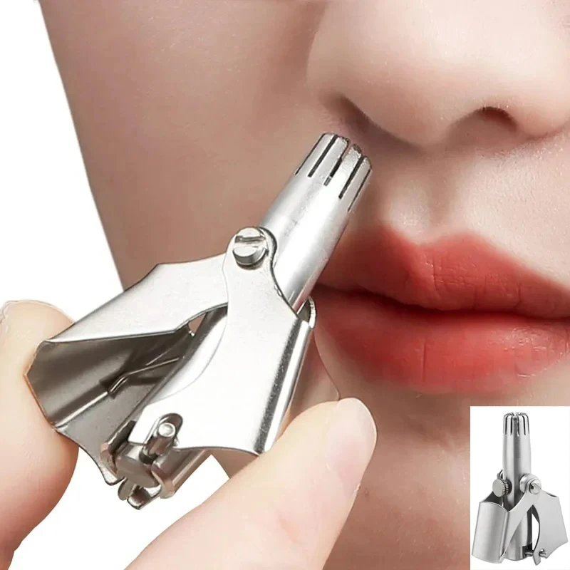 Manual Nose Hair Trimmer Stainless Steel Noiseless Washable for Men and Women
