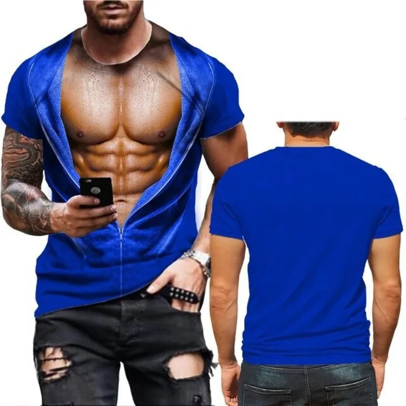 

Men's European and American T-shirts 3D Digital Printing Round Neck Short Sleeved European and American Fashion Trends
