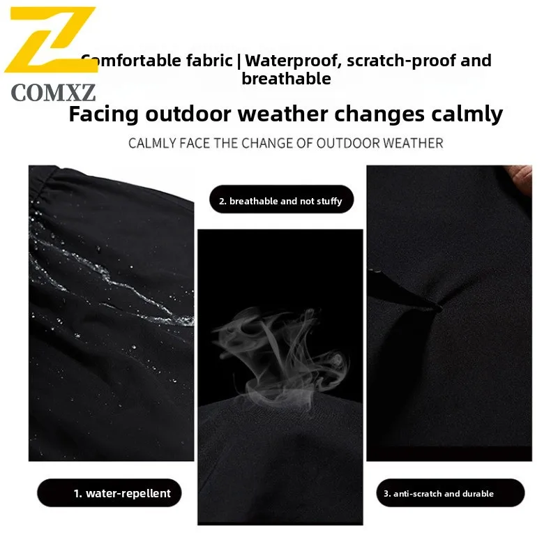 COMXZ Men Reversible Sherpa Jacket Waterproof Windproof Mountain Climbing Coat Winter Thickened Fleece Outdoor Sports Hood Parka