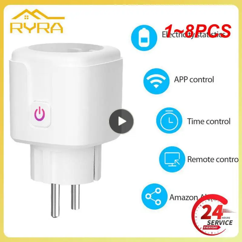 

1~8PCS Smart WiFi Plug Adaptor 16A Remote Voice Control Power Monitor Socket Outlet Timing Function work with Alexa Home