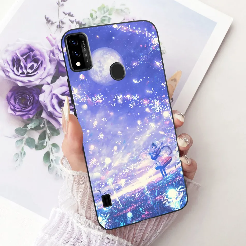 Charming Floral Butterfly Cat Black Silicone Phone Case