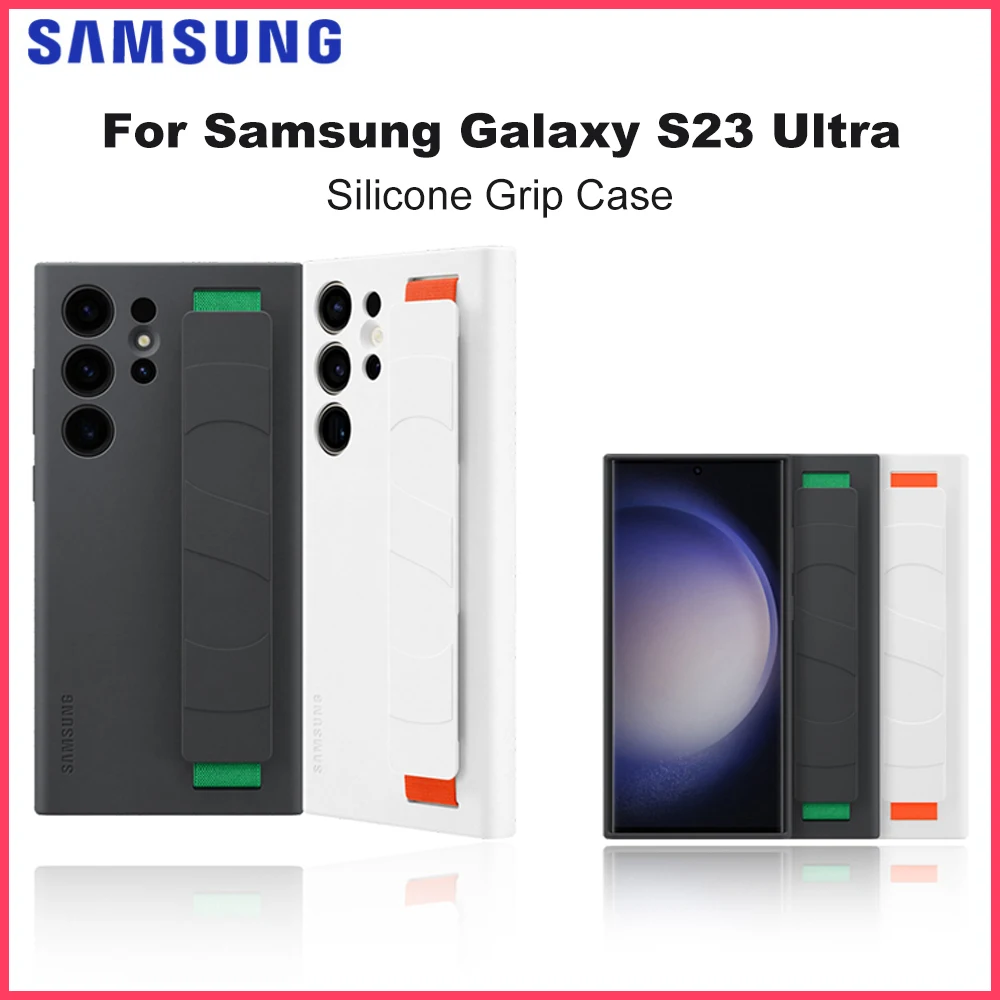 

Original For Samsung Galaxy S23 Ultra SM-S918B SM-S918B/DS Silicone Grip Case Shockproof Case Cover Detachable Strap