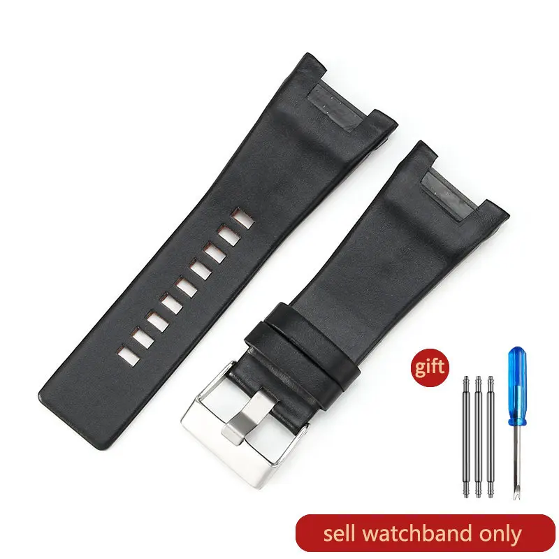 thumbnail image 1 of Correa de reloj de cuero genuino de capa superior para Diesel DZ1216 DZ1273 DZ4246 DZ4247 DZ4287 Surface Notch Correa de reloj para hombre de 32 mm, 1 of 5