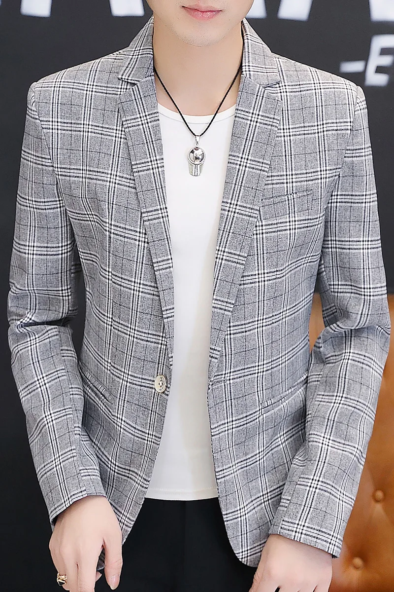 British suit men spring and autumn thousand birds checkered plankton handsome small suit clothes men's high-end casual coat tide 5