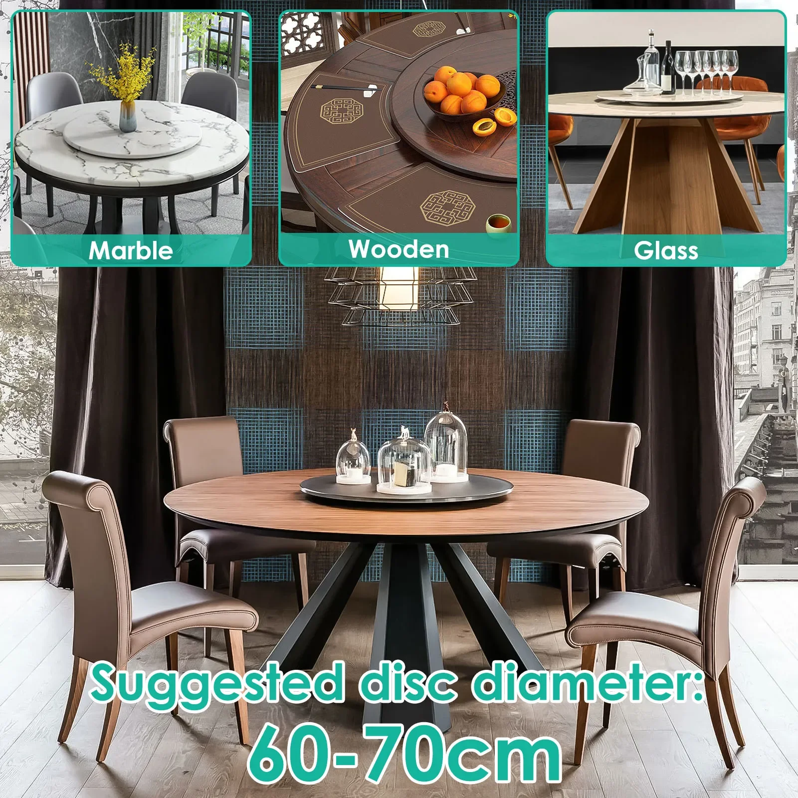 12/14/16 inch Turntable Bearing 360&deg; Heavy Duty Metal Rotating Bearing for Round Dining Table Turntable Max Load Capacity 130Kg