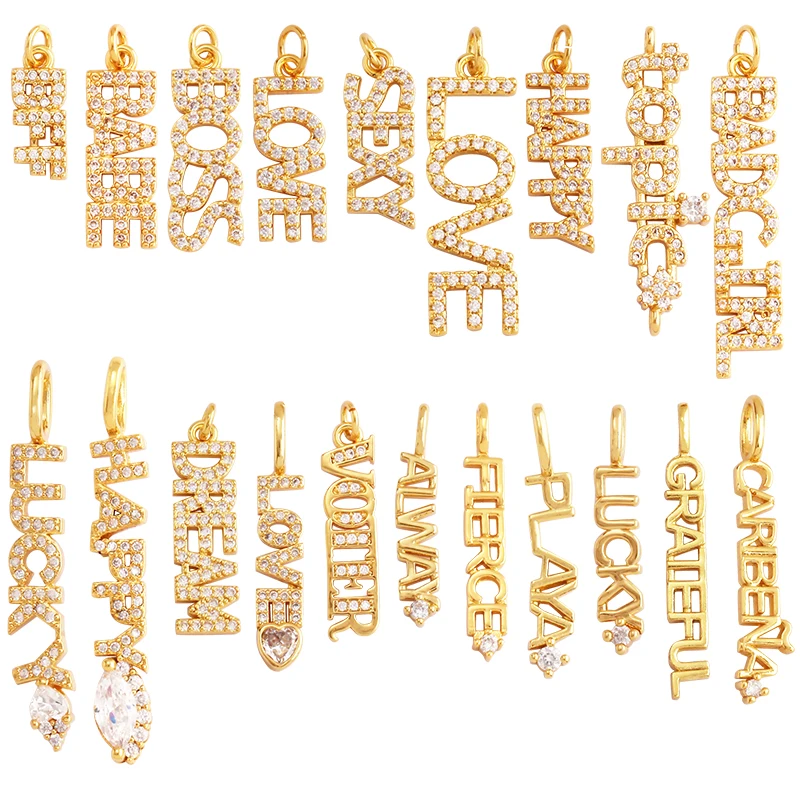 

Fine Fashion Inlaid Zirconia LOVE HAPPY LUCKY Letter Charm Pendant,DIY Trendy Jewelry Necklace Accessories Hand Making Supplies