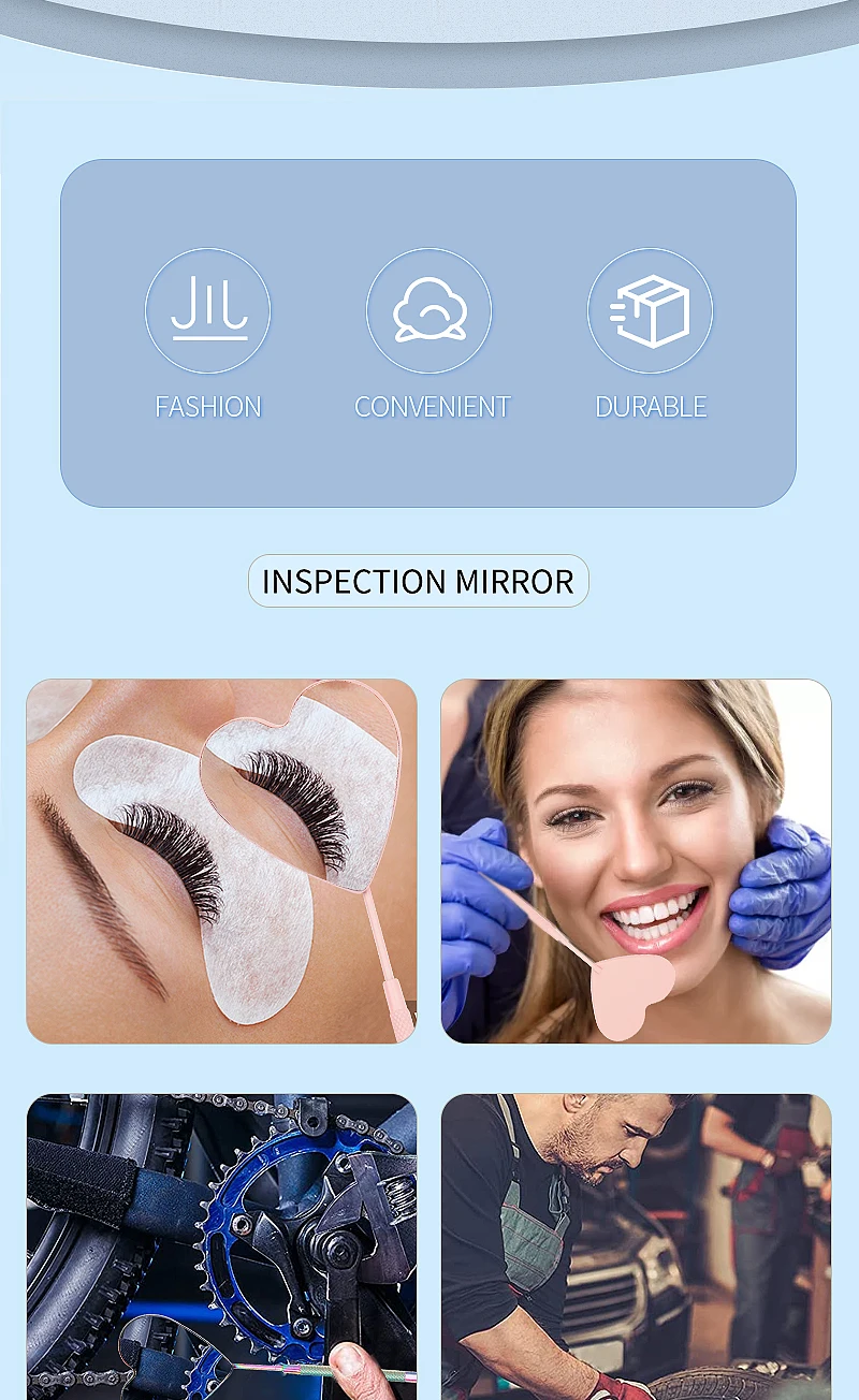 Multi Farben Edelstahl Herz Multifunktions Überprüfung Wimpern Spiegel Wimpern Verlängerung Schönheit Make-Up Tragbare Spiegel Werkzeuge – Detail 2