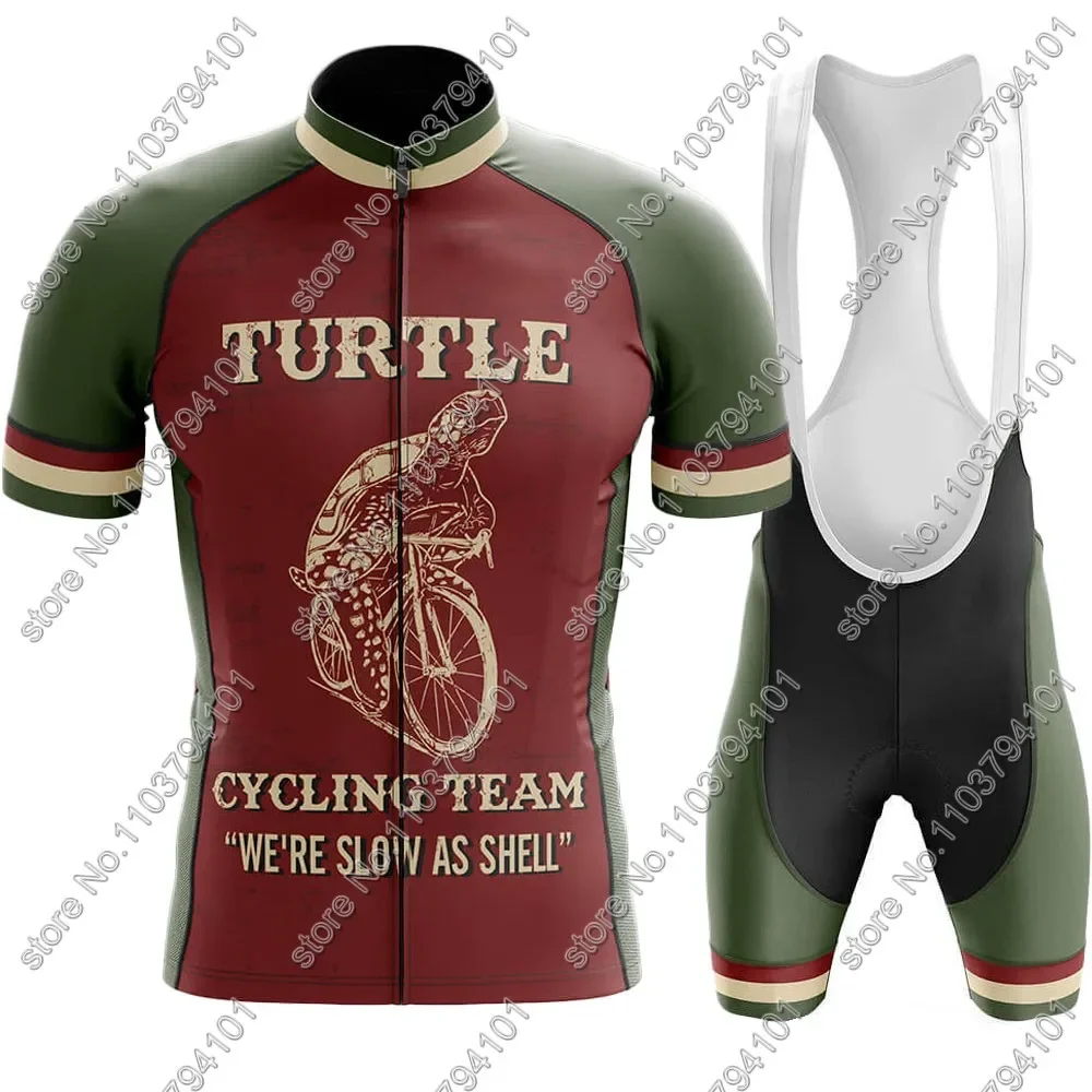 Slow-As-Shell Cycling Jersey Set Turtle Bicycle Clothing Summer Road Bike Shirts Suit Bicycle Bib Shorts MTB Ropa Maillot