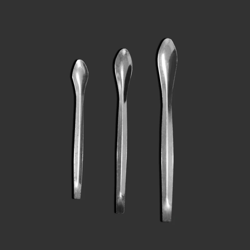3pcs Laboratory Stainless Steel Medicine Spoon Sampling Mixing Spatula Micro Spatula Scoop Thickened Medicine Spoon
