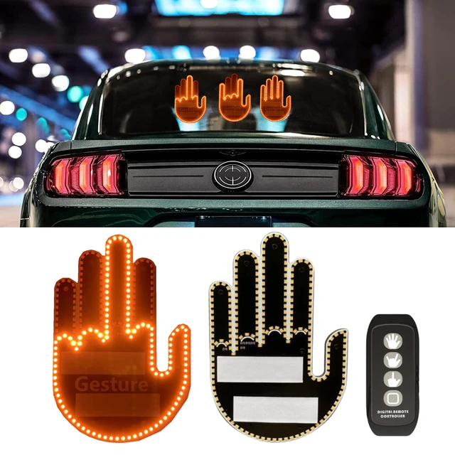 Décoration d'intérieur de voiture à LED, doigt du milieu de la voiture,  panneau de fenêtre arrière, main de nouveauté, suspension dans la voiture,  geste drôle, cadeau - AliExpress