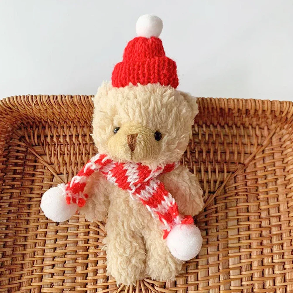 15cm Kawaii Teddy Bear stuffed animal keychain plush doll Christmas decorations Keychain Cartoon Christmas Bear Plush Doll Key Chain Bag Pendant For Girl Christmas Gifts