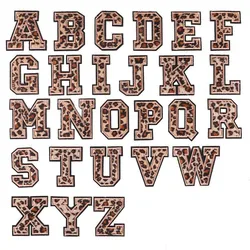 Leopard Print Embroidered Alphabet Badge Patches (1 Set -26 Letters)