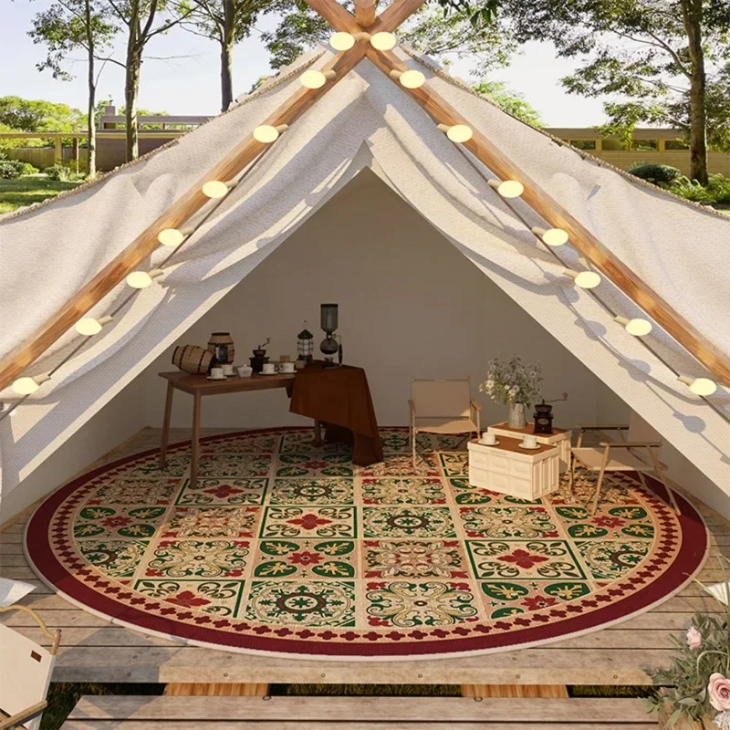 Round Ground Mat Inside Camping Tent Carpet, Large Area Rug Machine Washable Foldable Home Decoration, Bedroom, Living Room Rugs 3