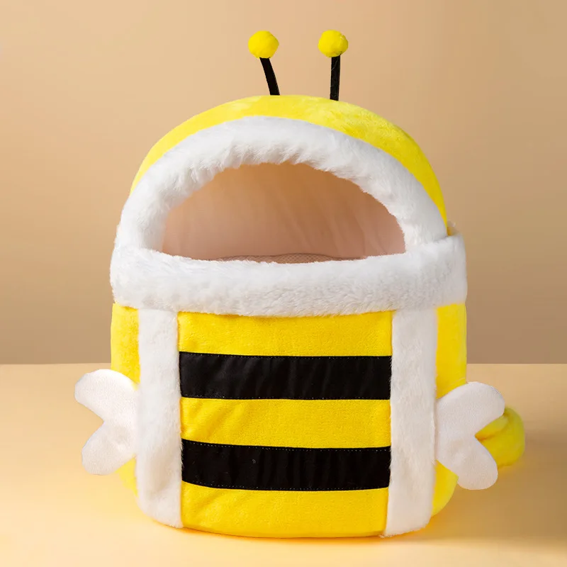 thumbnail image 1 of Bolsa de invierno cálida para mascotas, linda mochila de mano con diseño de abeja, mochila para cachorros, bolso de hombro, accesorios para mascotas al por mayor, 1 of 5