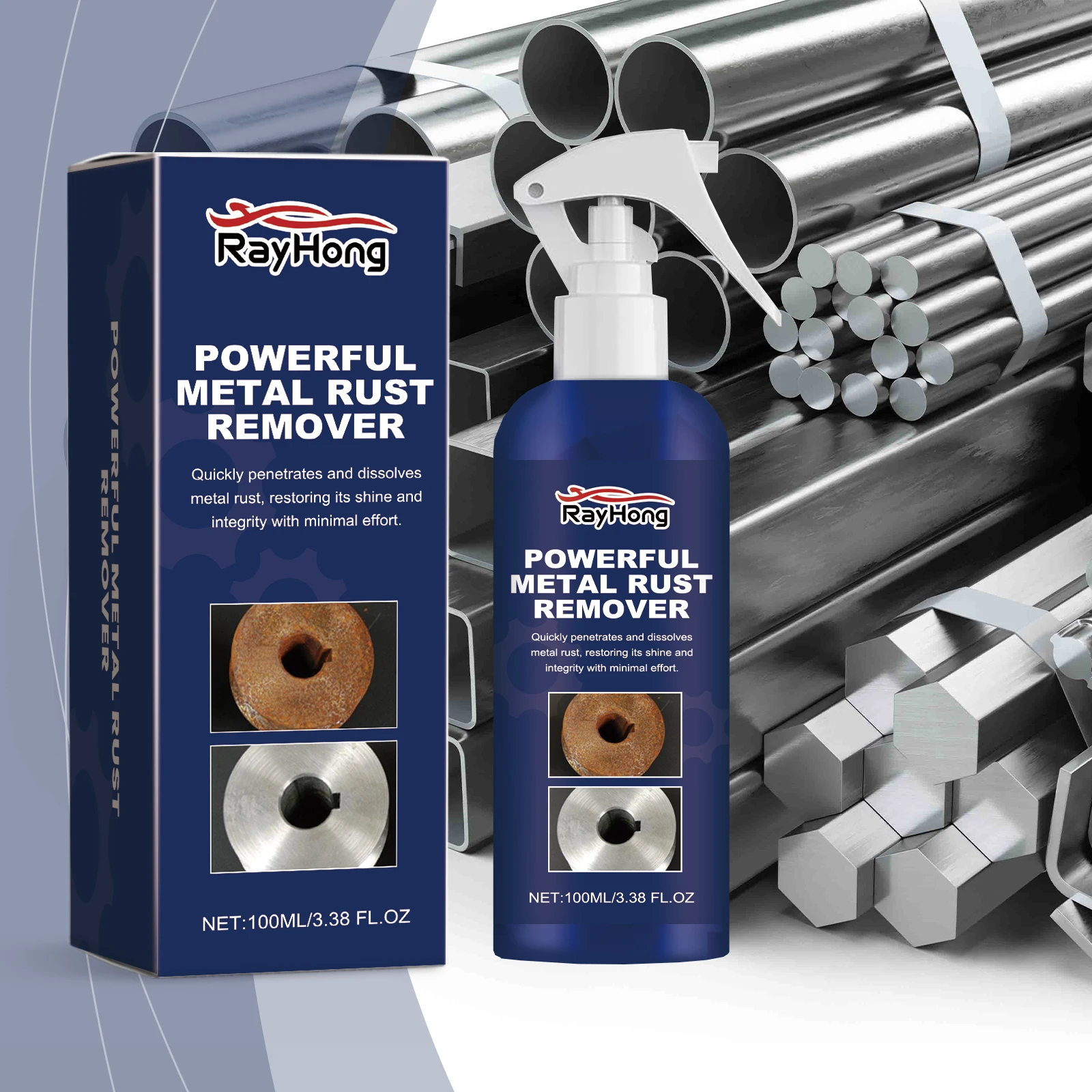 New Powerful Metal Rust Removal, Powerful Metal Rust Remover, Car Remover Spray Surface Paint Car Cleaning