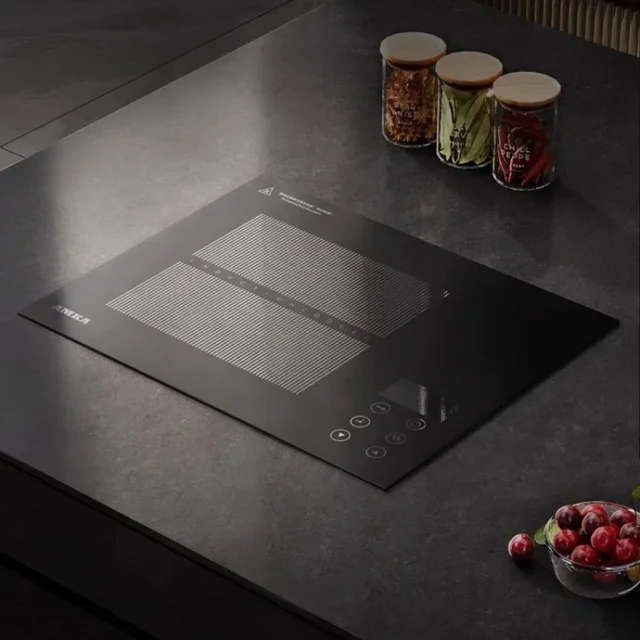 Amka 220V Induction Cooker Ceramic Sand Effect Built-in Induction Cooktop Black Single Cooker Bulit-in Hob Touch Control 2200W 1