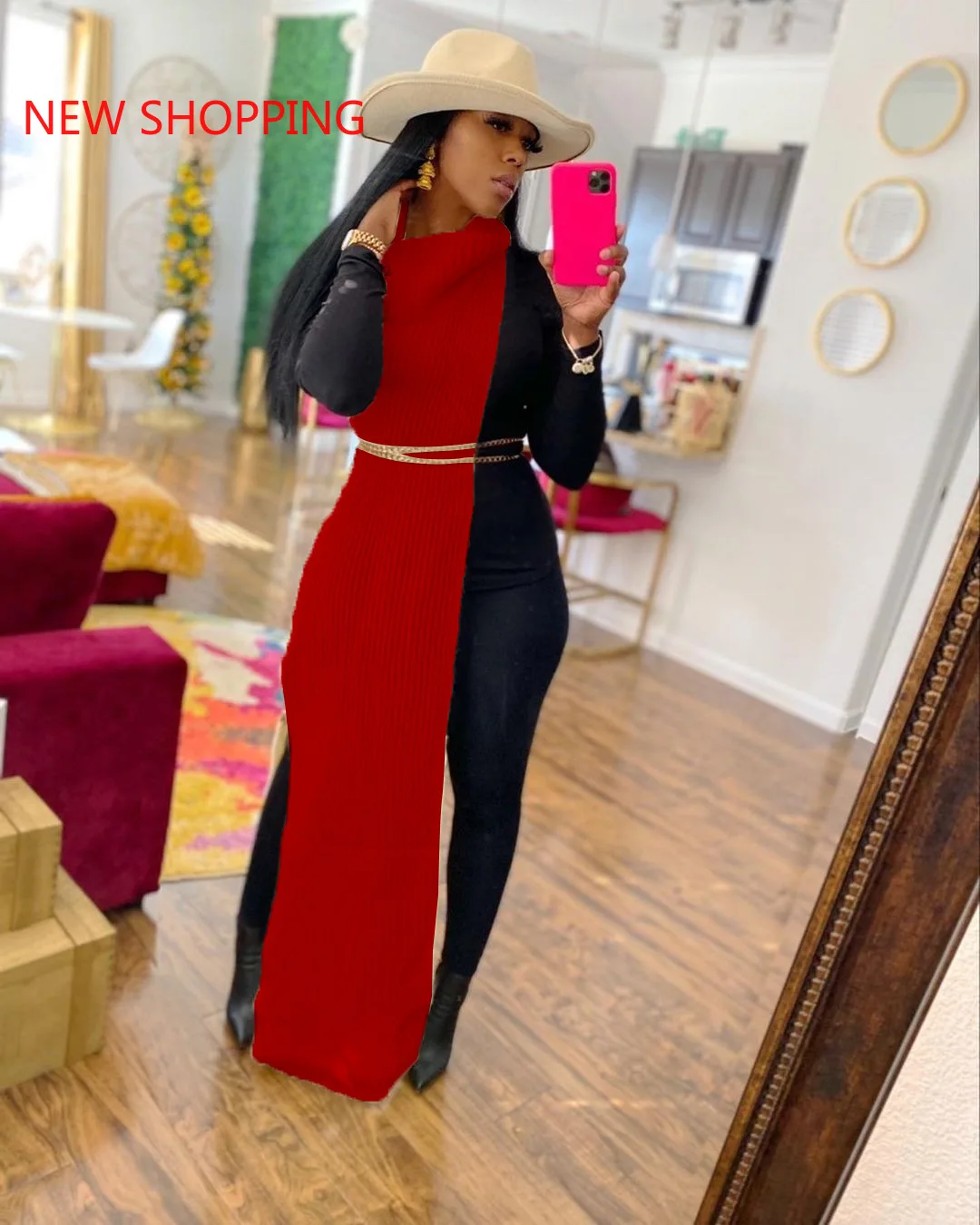 

Christmas Women Dresses Turtleneck Sleeveless Sweater Party Autumn Solid Color Knitted Sweater Dress Knitwear Winter Clothes