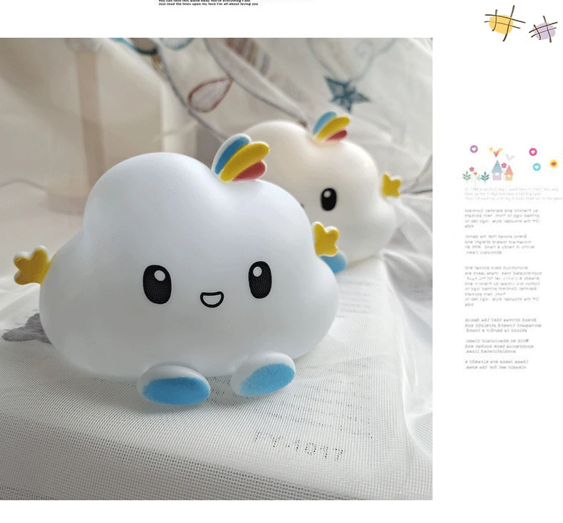 Cloud Shape LED Night Light Children's Bedroom Toggle-type Vinyl Bedside Lamp Desktop Decoration Children's Sleep Birthday Gifts dinosaur night light