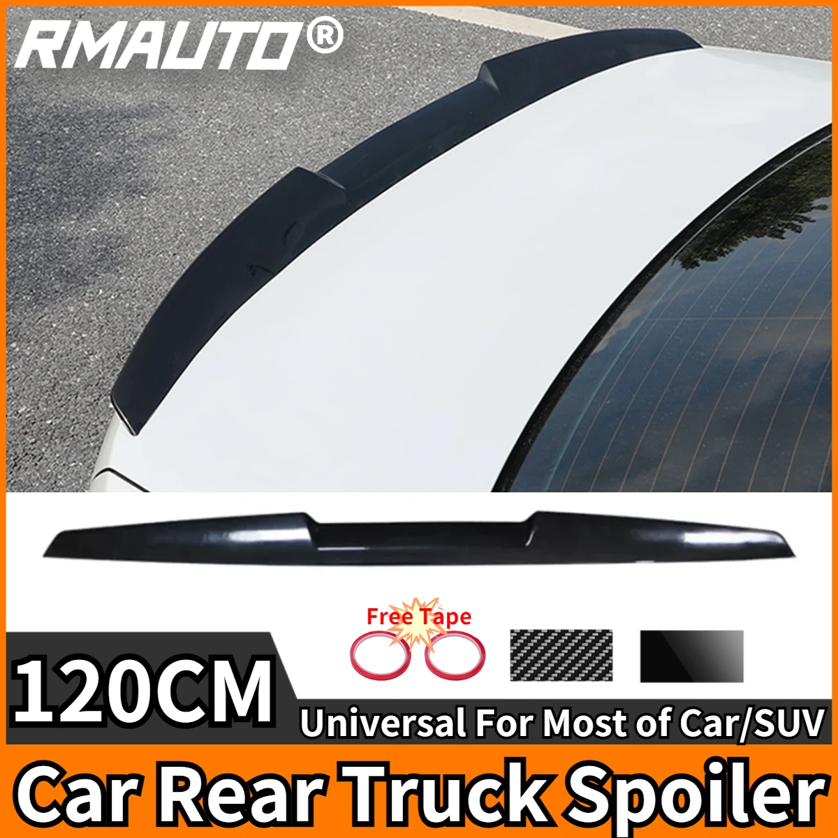 Rmauto In Fibra Di Carbonio Auto Posteriore Camion Spoiler 120Cm Universale Tetto Ala Aleron Per Bmw F30 F10 Per Tesla Modello 3 Y Per Audi Per Vw