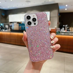 Sparkling Glitter Sequin Soft Silicone Phone Case Cover - SE 2020 -SE 2022 (Pink)