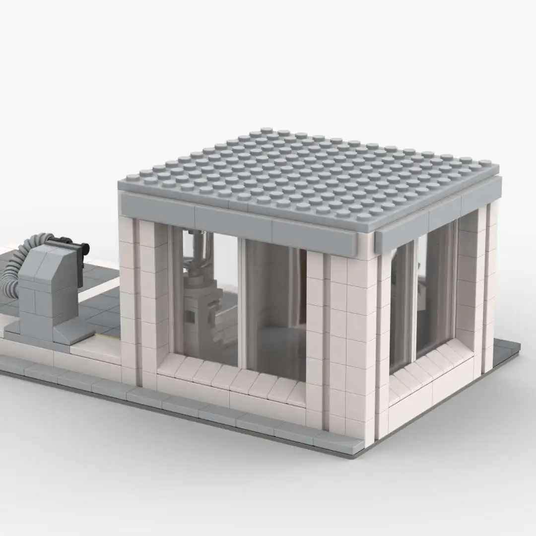 MOC-Bausteinmodell, Parkplatz zum Aufladen von Elektrofahrzeugen, Autowaschgeschäft, Tankstelle, Kombination aus Stadtgebäude in der Garage – Detail 25