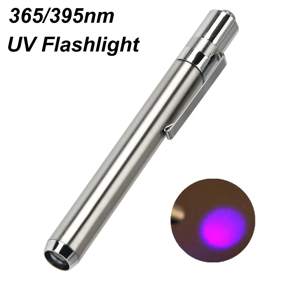 

UV LED Flashlight 395/365nm Torches Ultra Violet Light Mini Portable Pocket Lamp AAA Battery For Cash Medical Product Detector