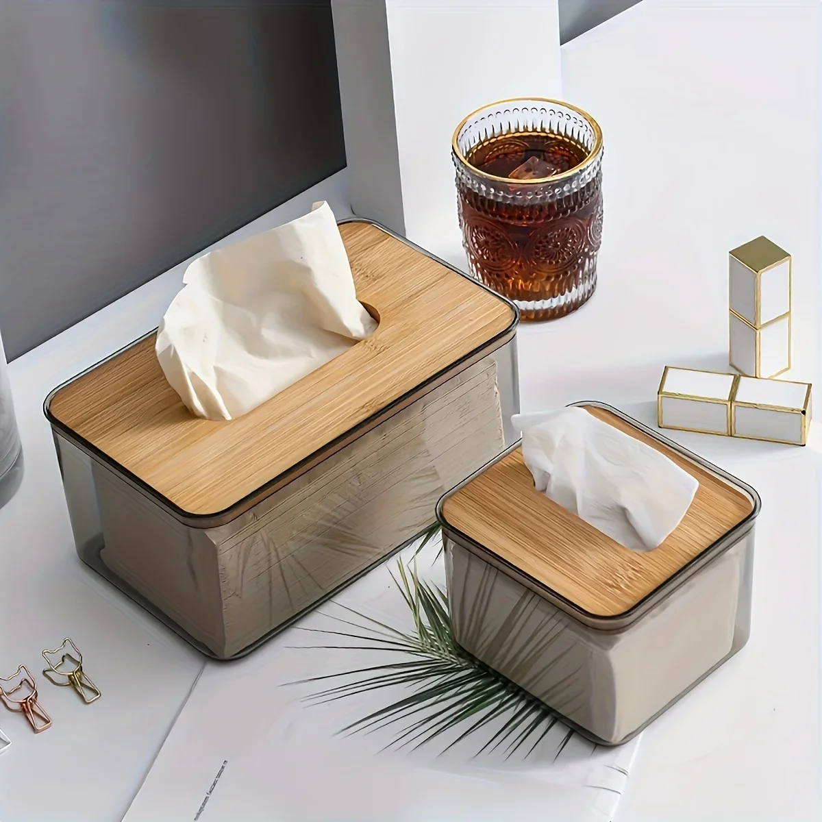 1pc, Tissue Box Holder, Desktop Tissue Holder Tissue Box Cover Clear Tissue Box,  Creative Tissue Box For Home 2