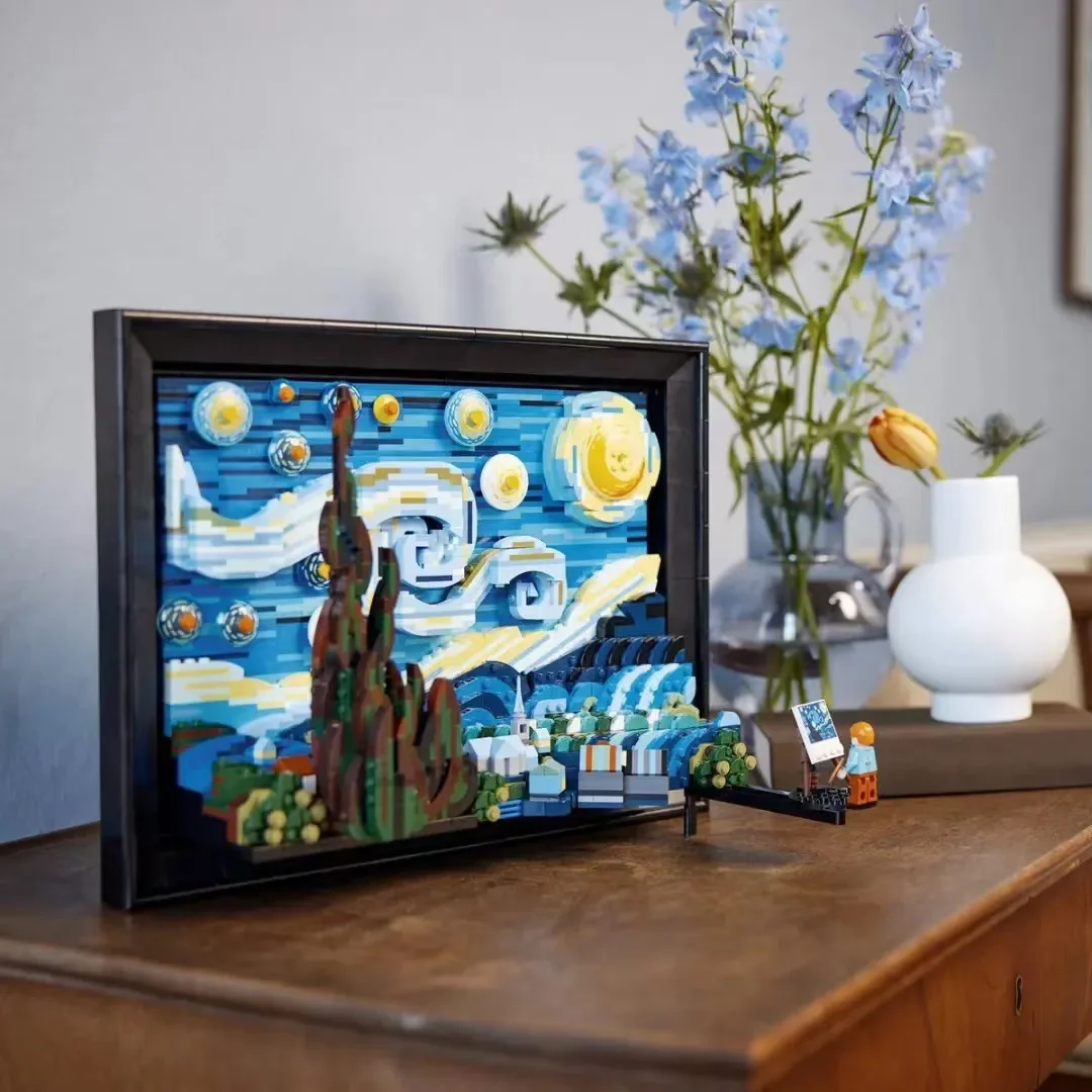 

The Starry Night Compatible 21333 Building Blocks Art Painting Bricks Moc Ideas Home Decorae Education Toy Gift