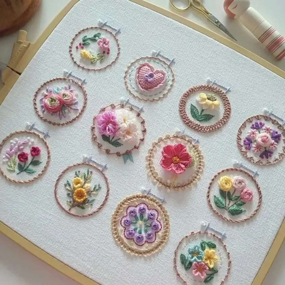 Flower Cross Stitch Small Flower Frame Embroidery Kit Embroidery Decoration Handmade Kit DIY Cross Stitch Sewing