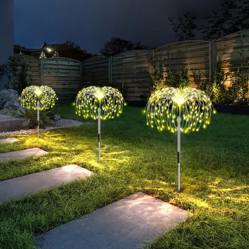 Solar Fireworks LED Lights Luminous Sensor Outdoor Solar Powered Lawn Decoration Lights for Landscape Lawn Sidewalk 4 Pcs solar lights garden light solar decoration light solar spot light
